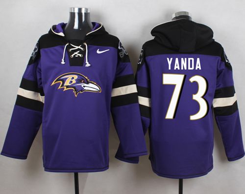 Nike Ravens #73 Marshal Yanda Purple Player Pullover NFL Hoodie